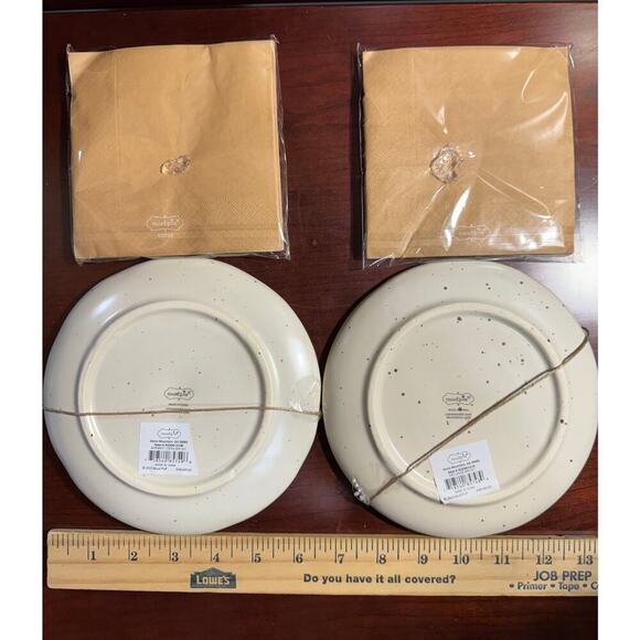 NIB Warmest Wishes & Eat Drink Be Merry Lodge App Set Plate W/Pack Kraft Napkins - Picture 7 of 11